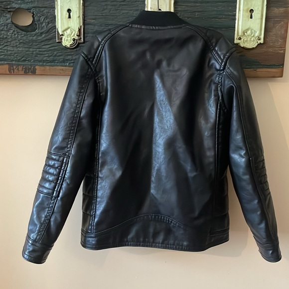 H&M Black Faux Leather Moto Jacket Size 5-6 Years - Picture 9 of 15